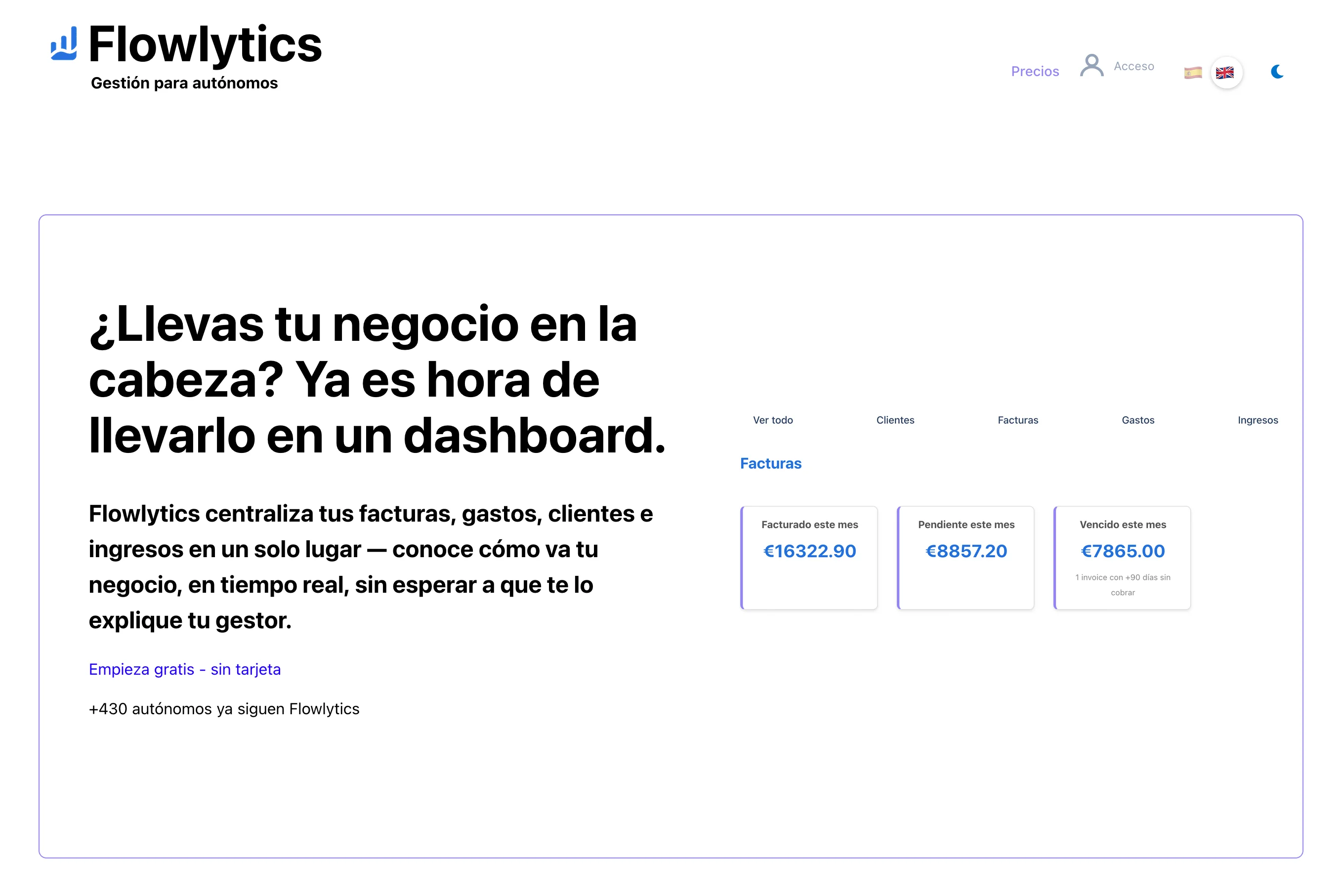 Flowlytics — SaaS de gestión para autónomos